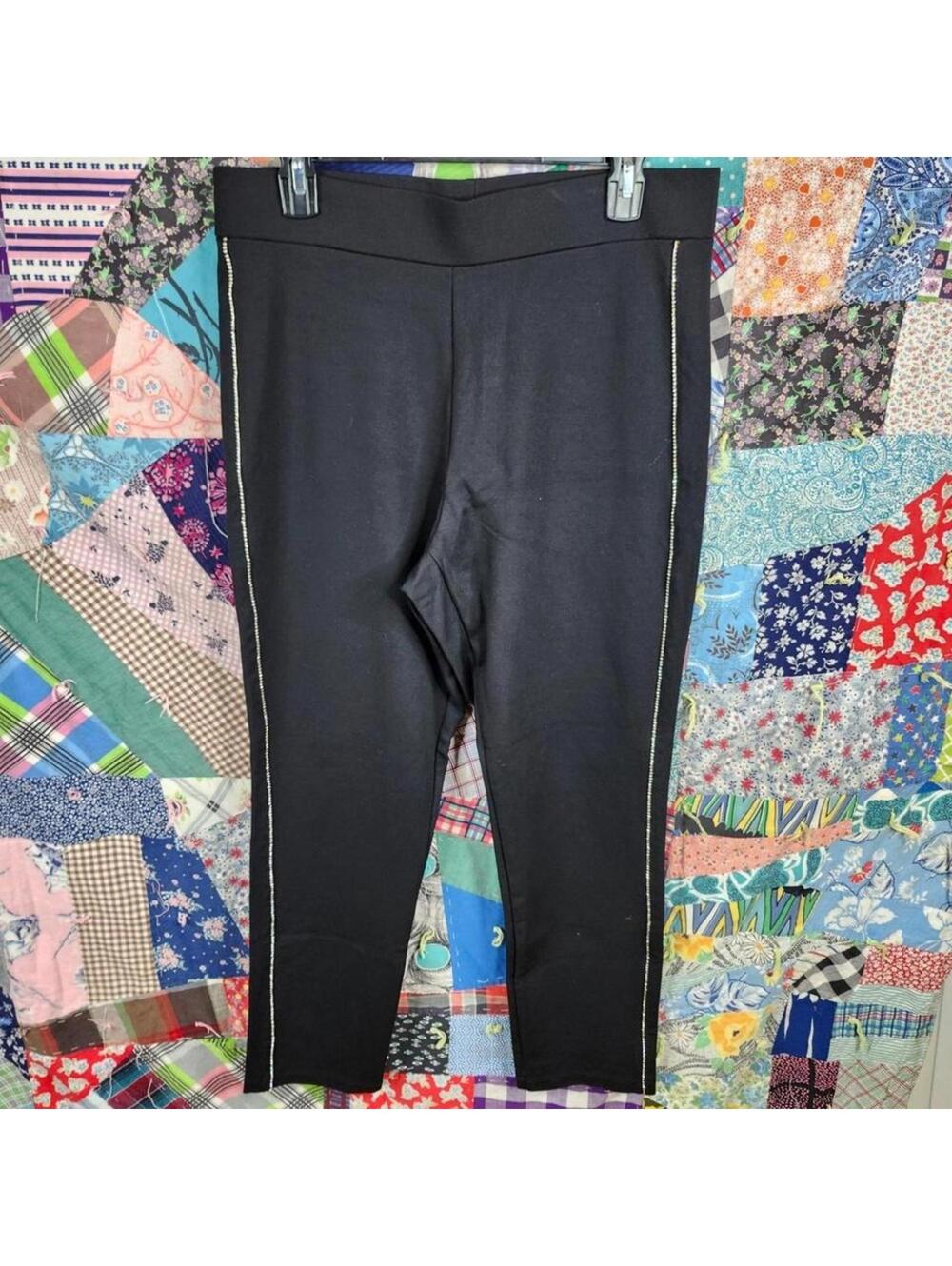 Liz Claiborne Rhinestone Embellished Leggings Stretch Pull On Pants PL